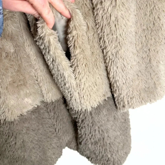 Kenneth Cole Women's Full-Snap Faux Fur Teddy Coat Size XL Color Block Tan Brown - Picture 6 of 8